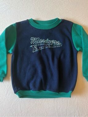 Seattle Mariners Kids Navy & Teal Crewneck Sweatshirt vintage